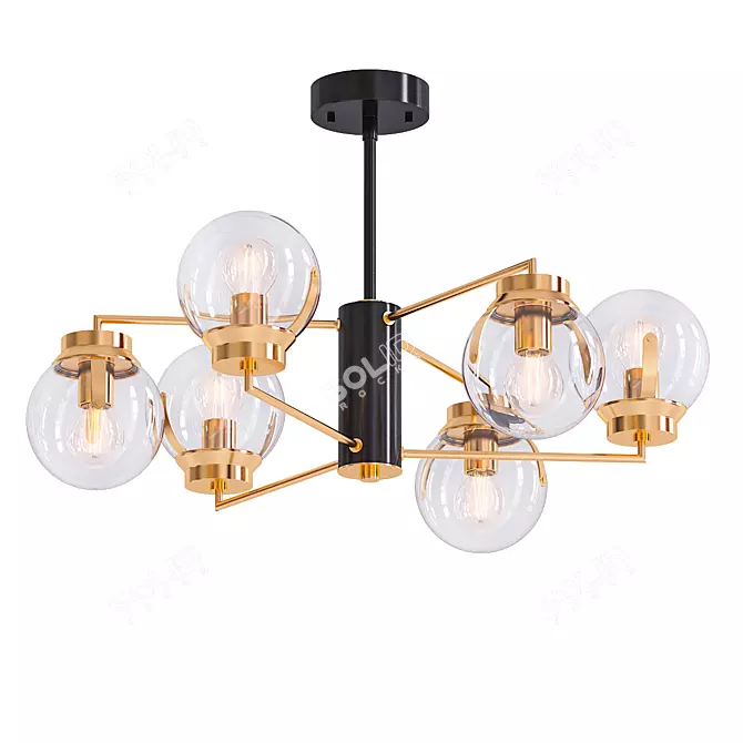 Sleek Black Creek Chandelier 3D model image 1