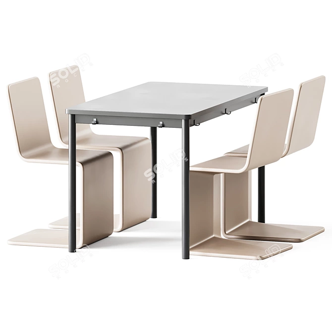 Modern Tommaryd Table & Roger Chair 3D model image 1