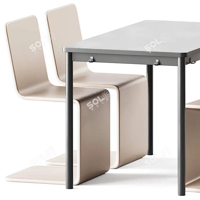 Modern Tommaryd Table & Roger Chair 3D model image 2