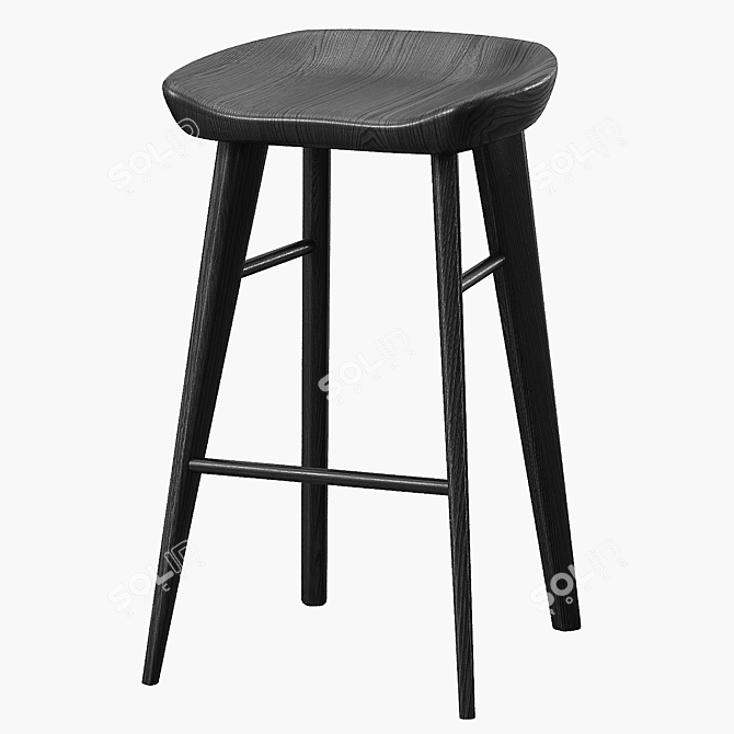 Luxurious Kami Bar Stool: Stylish, Comfortable, Elegant 3D model image 4