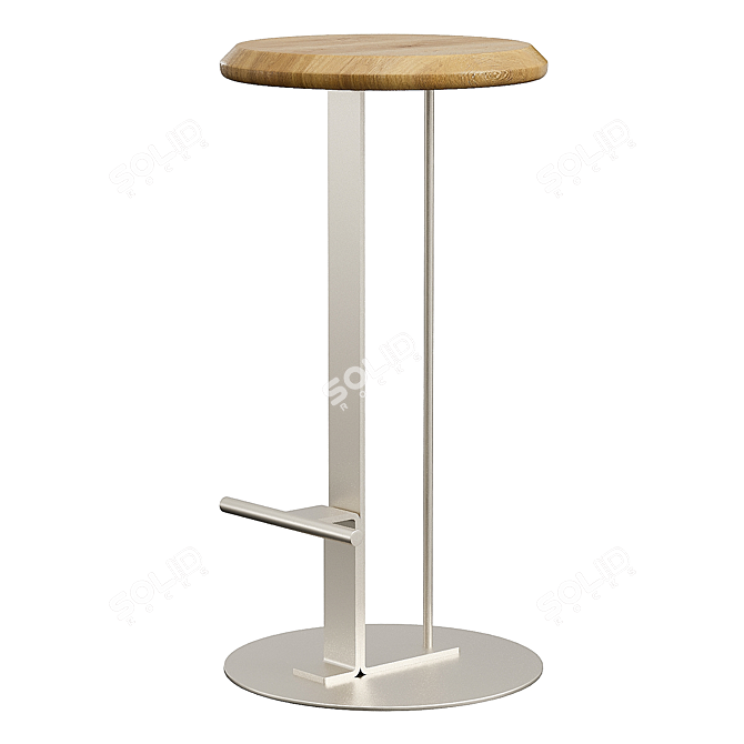 Sleek Bamboo Barstool 3D model image 1