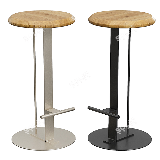 Sleek Bamboo Barstool 3D model image 2