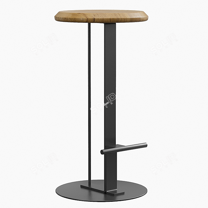 Sleek Bamboo Barstool 3D model image 4