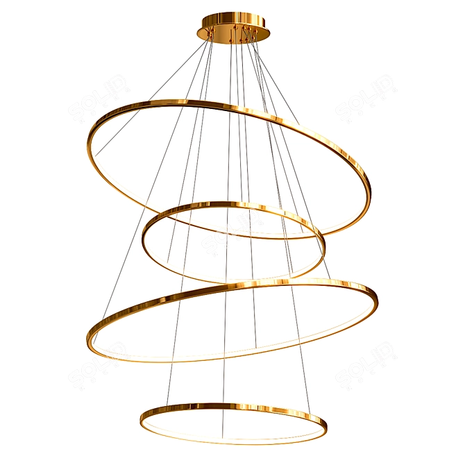Swirl Gold LED Chandelier 3D model image 1