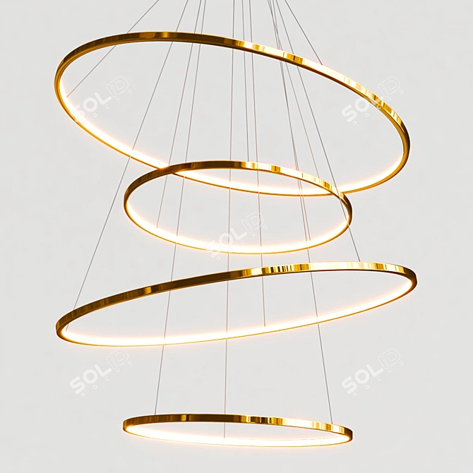 Swirl Gold LED Chandelier 3D model image 2