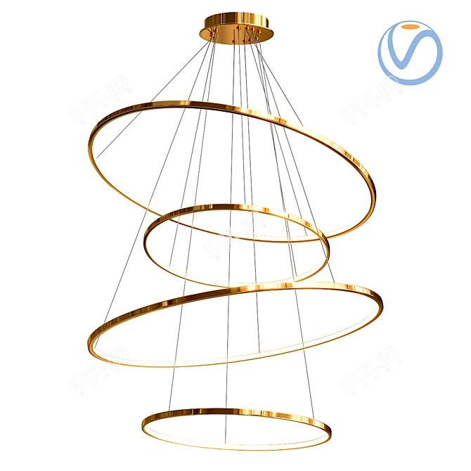 Swirl Gold LED Chandelier 3D model image 4