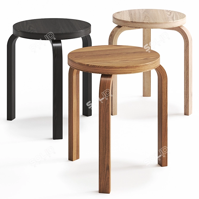 Artek Stackable Stool: Versatile Design, Multiple Colors 3D model image 1