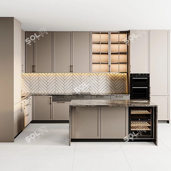 Customizable Modern Kitchen 3D model image 1