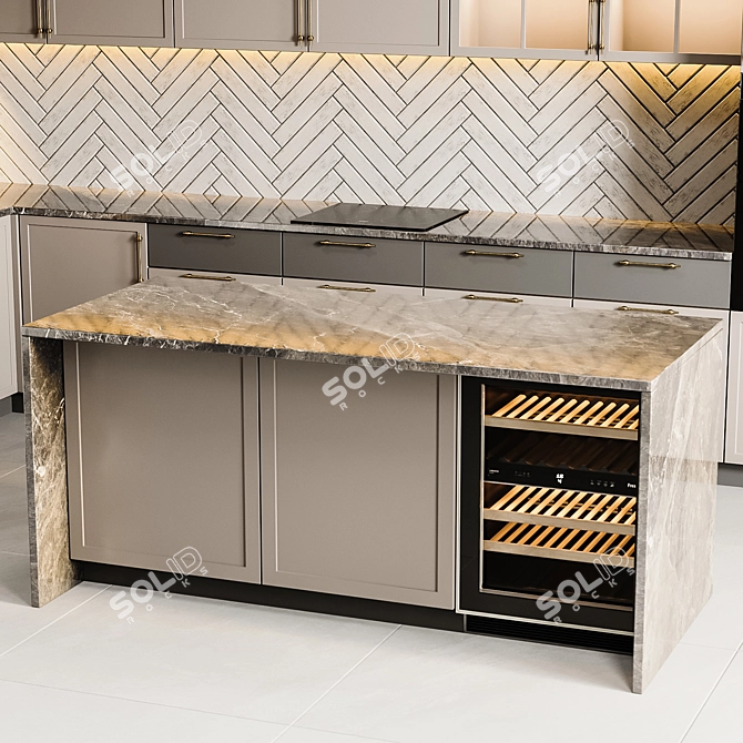 Customizable Modern Kitchen 3D model image 5