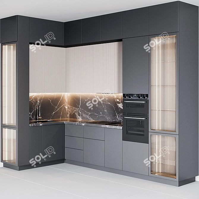 Customizable Modern Kitchen 3D model image 2
