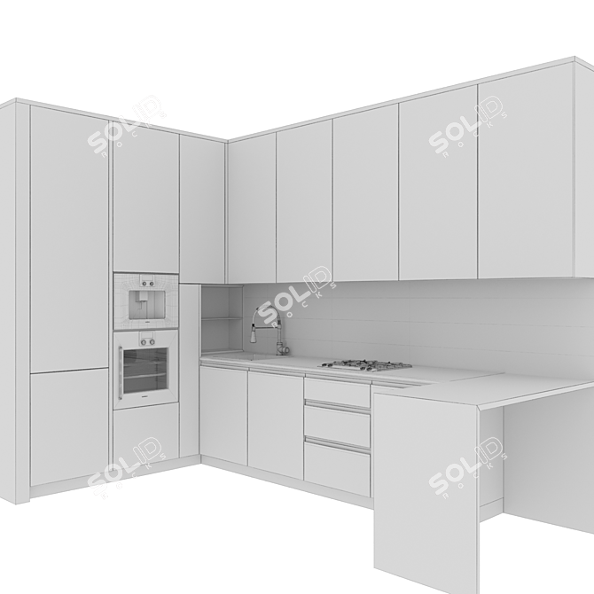 Modular Modern Kitchen 3D model image 6