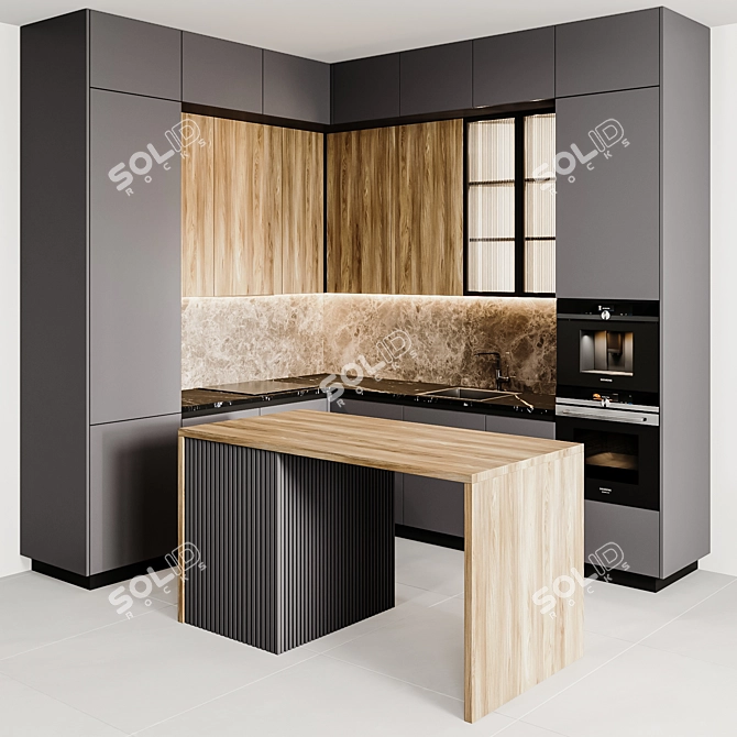 Adjustable Modern Kitchen 3D model image 1