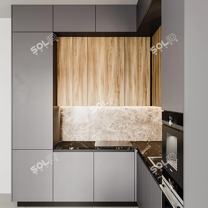 Adjustable Modern Kitchen 3D model image 2