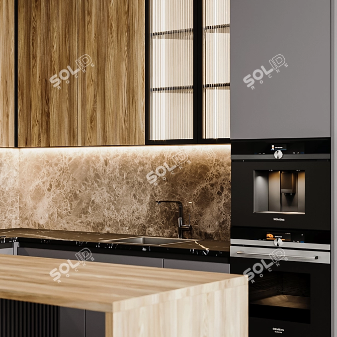 Adjustable Modern Kitchen 3D model image 3