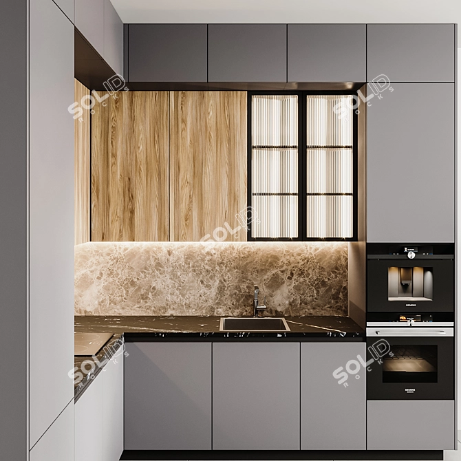 Adjustable Modern Kitchen 3D model image 4