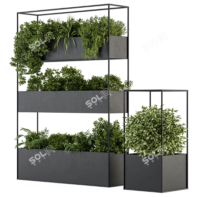 Stylish Plant Box Stand Set 3D model image 2