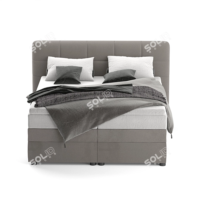 Sleek Gray Bed: Stylish and Comfortable 3D model image 3