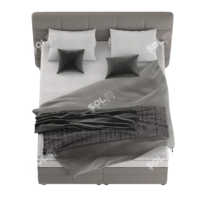 Sleek Gray Bed: Stylish and Comfortable 3D model image 4