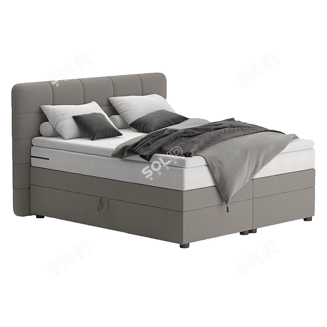 Sleek Gray Bed: Stylish and Comfortable 3D model image 6