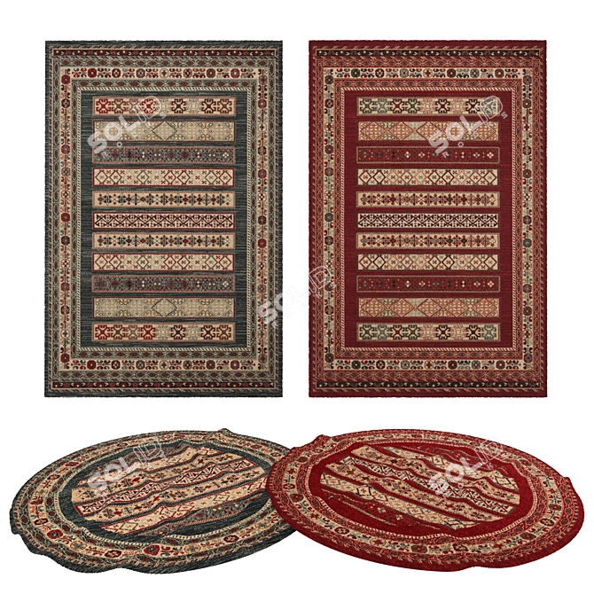 8-Piece Assorted Rugs Set 3D model image 1