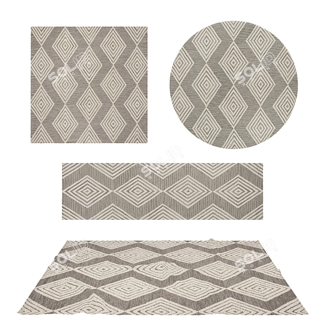 Versatile Set of 8 3D Rugs 3D model image 1