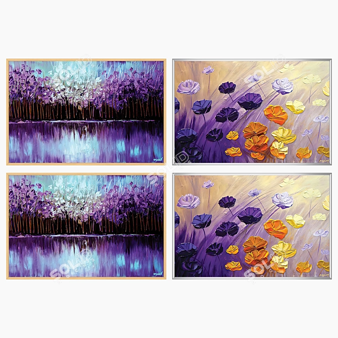 Modern Paintings Set with Multiple Frame Options 3D model image 3