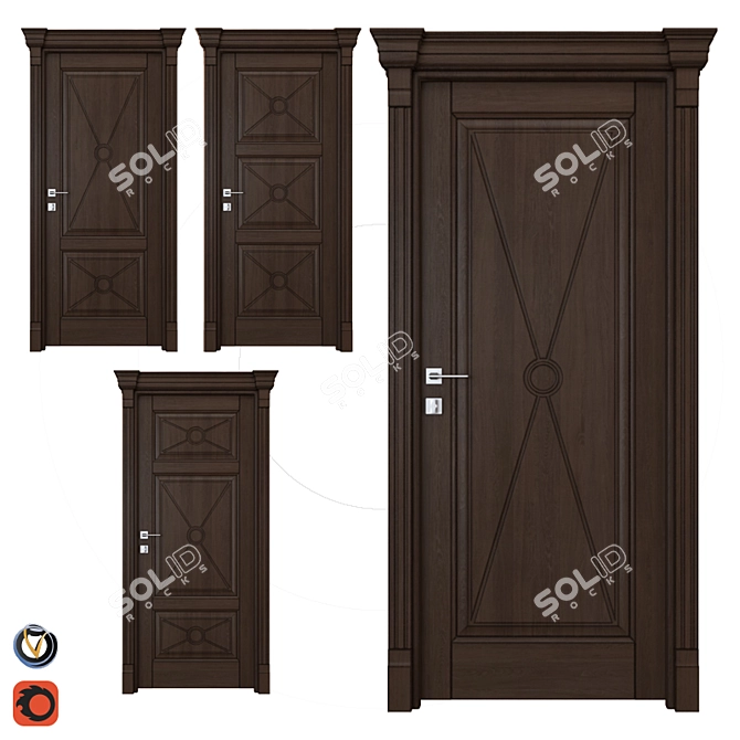 Dante (Holz) Interior Doors - Set of 4 3D model image 1