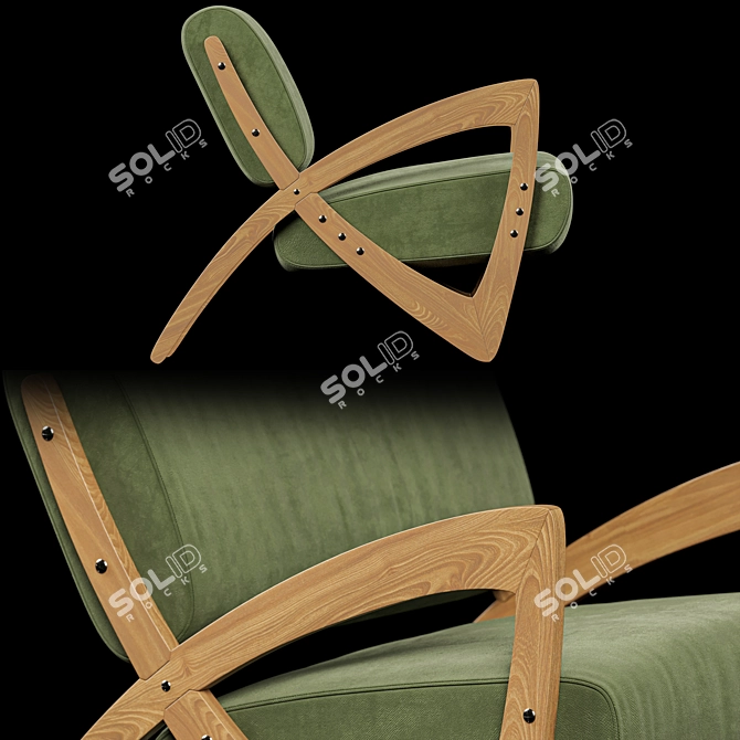 Prada Green Wood Chair 3D model image 2