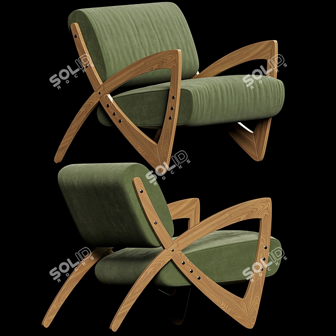 Prada Green Wood Chair 3D model image 3