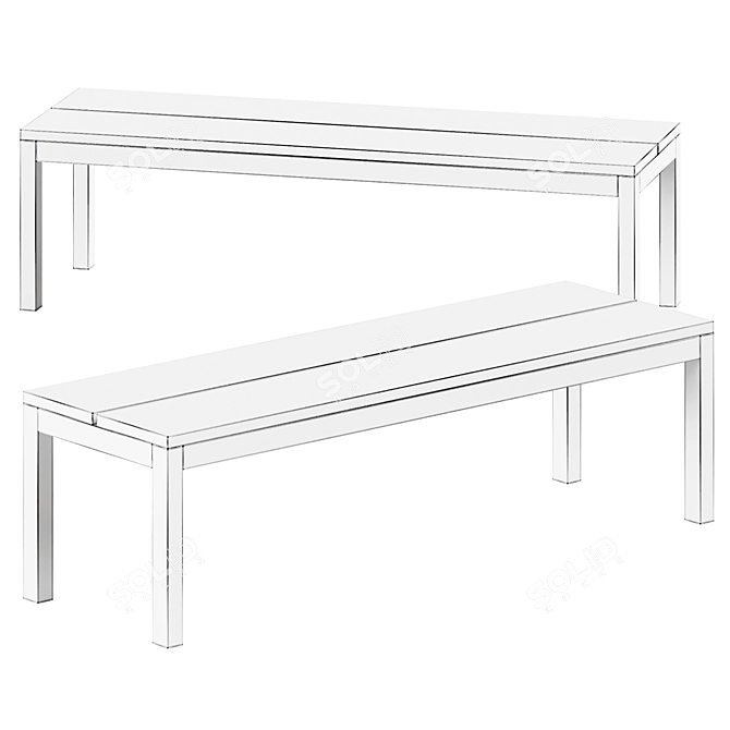 Modern Outdoor Bench 150x48x43 cm 3D model image 2