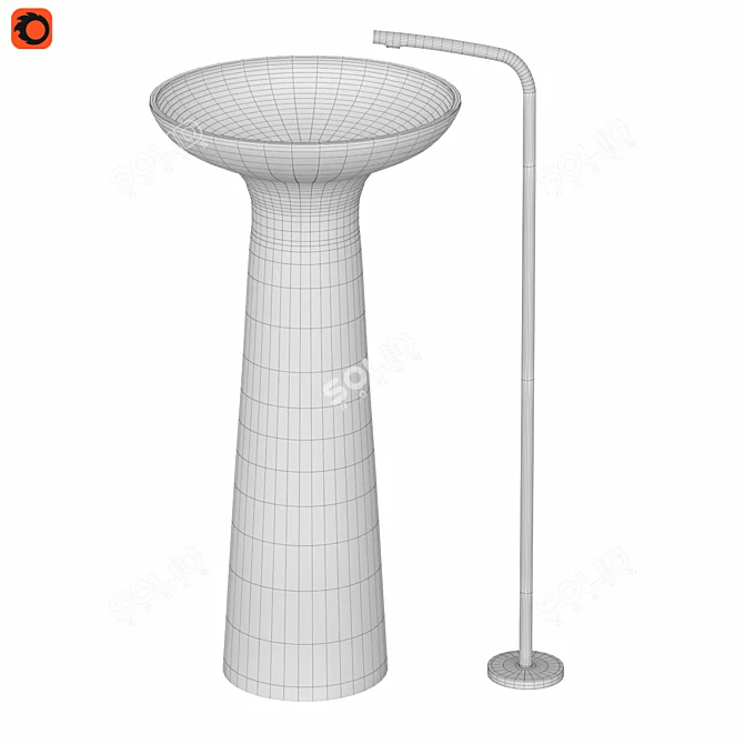 Carrara Marble Freestanding Washbasin: Sleek Elegance 3D model image 2