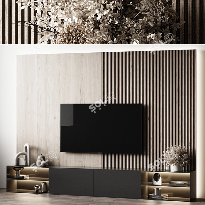 Sleek TV Wall Mount 3D model image 2