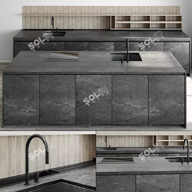 Boffi Island Kitchen with Complete Cabinetry 3D model image 1