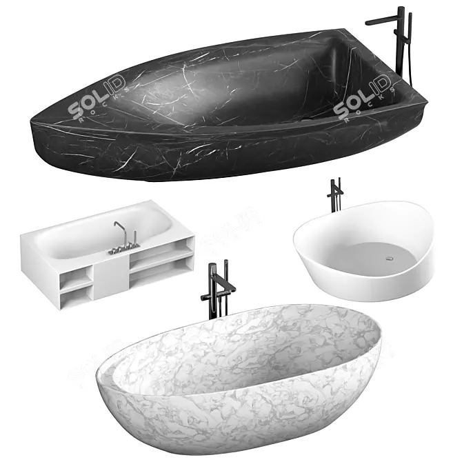 Luxurious Antonio Lupi Bathtubs with Mixers Set 3D model image 1