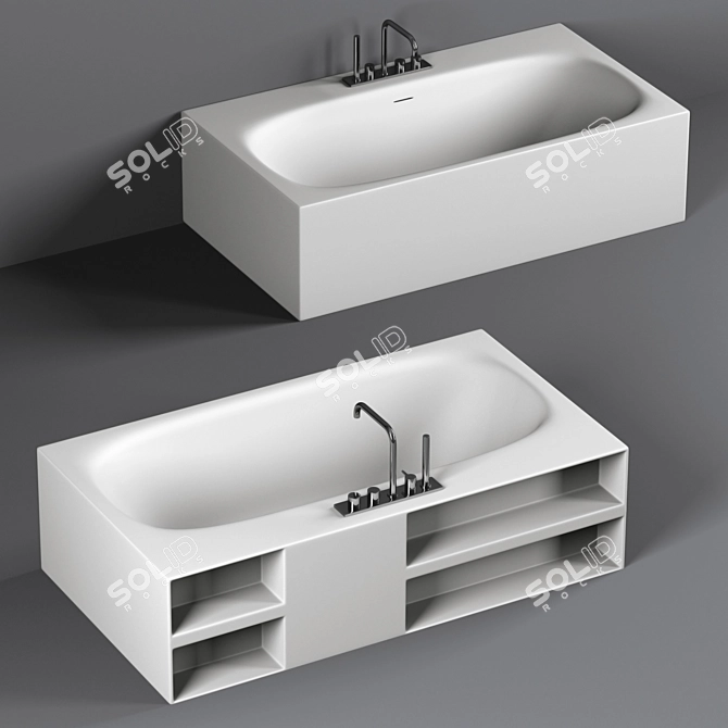 Luxurious Antonio Lupi Bathtubs with Mixers Set 3D model image 4