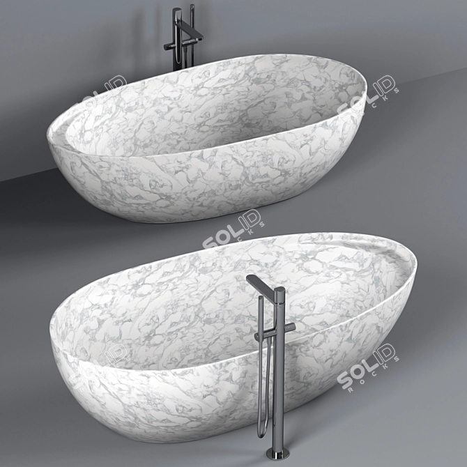 Luxurious Antonio Lupi Bathtubs with Mixers Set 3D model image 5