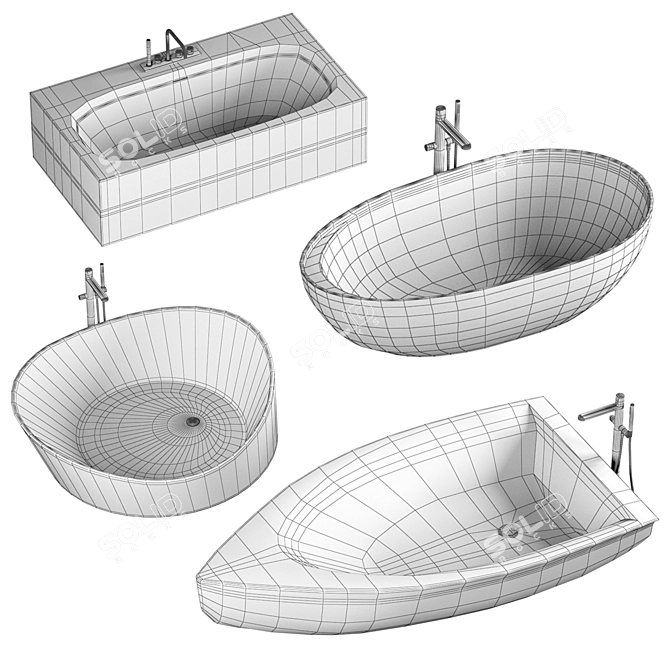 Luxurious Antonio Lupi Bathtubs with Mixers Set 3D model image 6