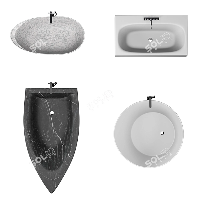 Luxurious Antonio Lupi Bathtubs with Mixers Set 3D model image 7