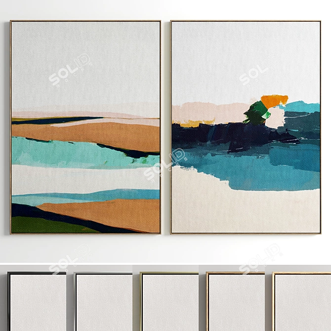 Elegant Frames S-296: Set of 2 Paintings in High-Quality Materials 3D model image 7