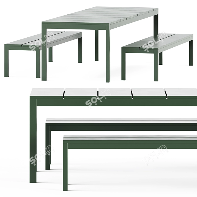 Na Xemena Outdoor Table & Bench 3D model image 1