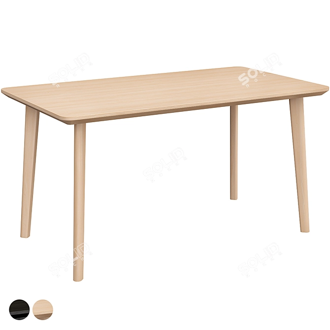 LISABO 140x78 cm Black/Ash Veneer Table 3D model image 1