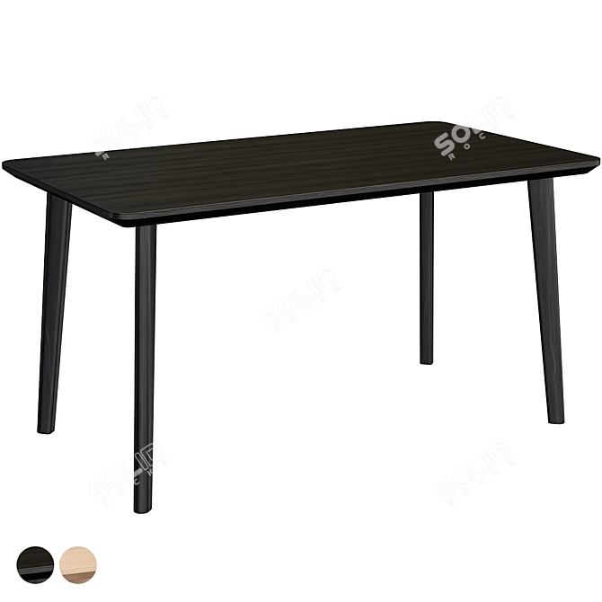 LISABO 140x78 cm Black/Ash Veneer Table 3D model image 2