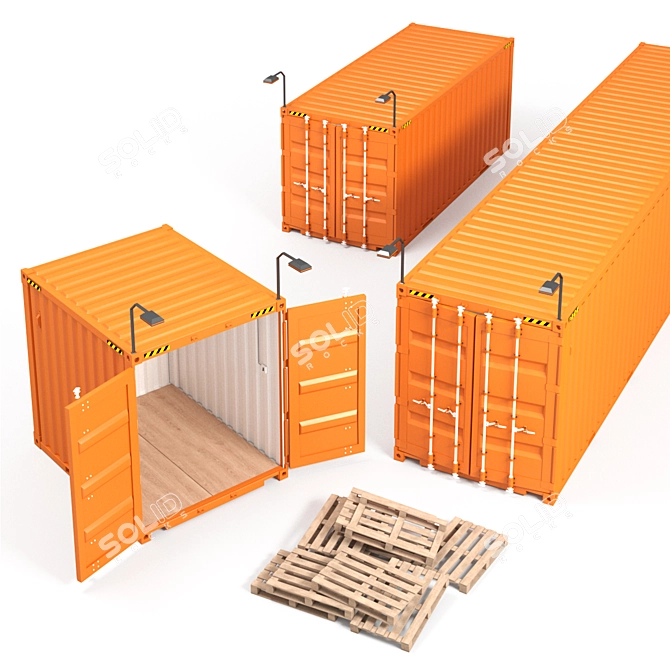 Versatile 10-40 ft Container: RAL 2000 Color Option 3D model image 2