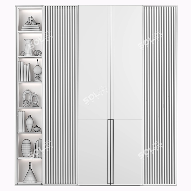 Spacious Cabinet with Shelves 19 3D model image 4