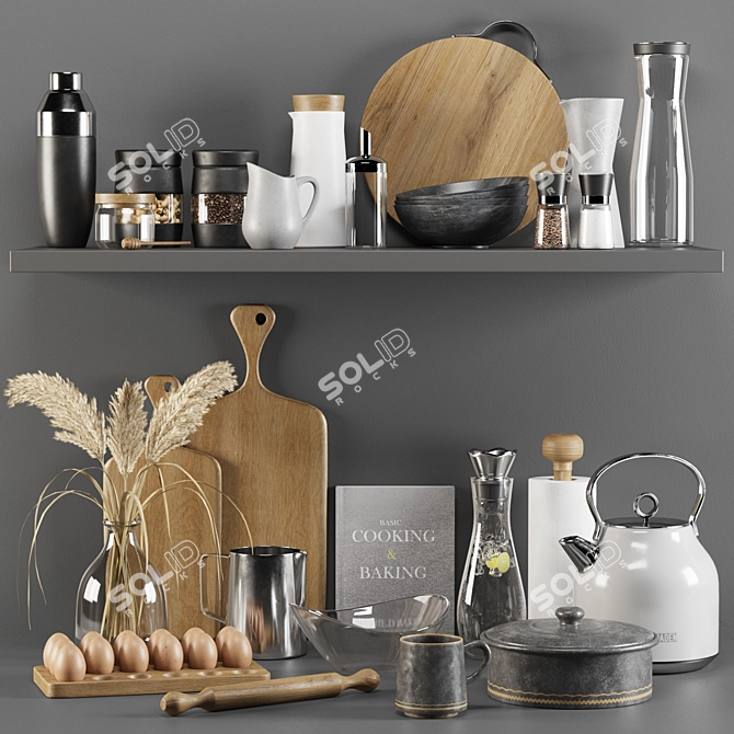 Modern Kitchen Essentials Set 3D model image 1