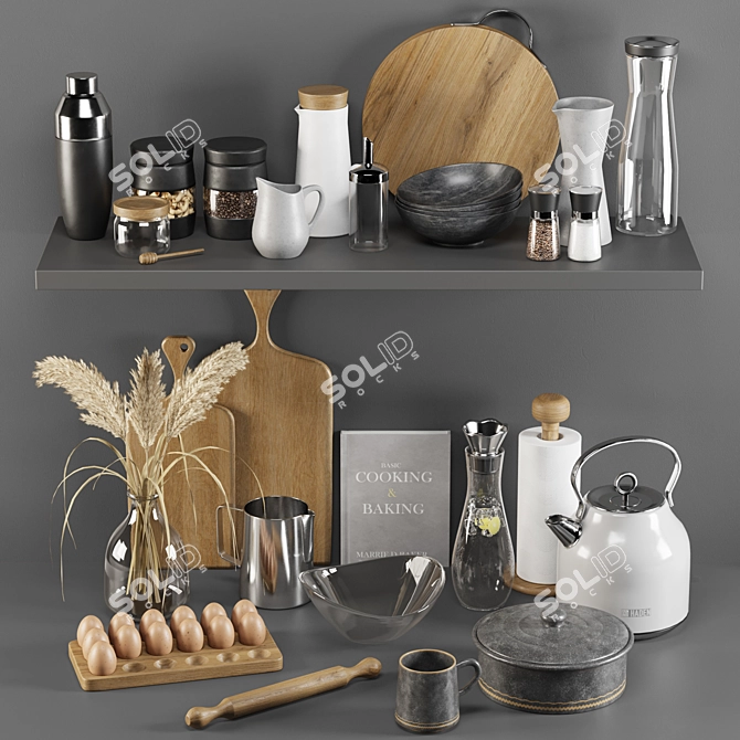 Modern Kitchen Essentials Set 3D model image 2