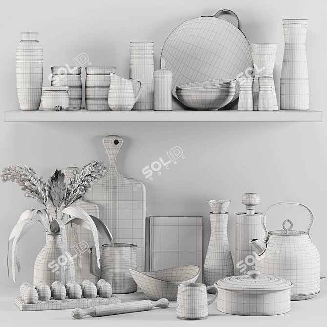 Modern Kitchen Essentials Set 3D model image 6