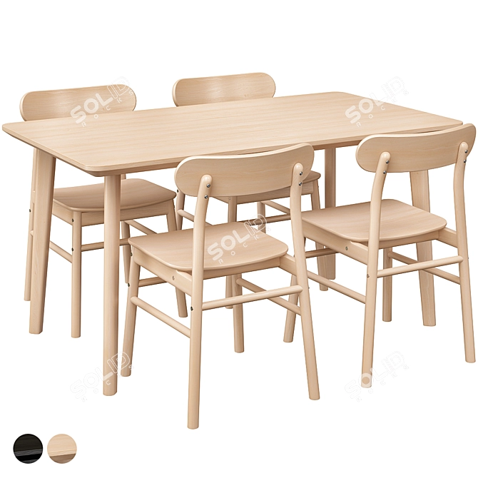 Lisabo & Rönninge Dining Set 3D model image 1