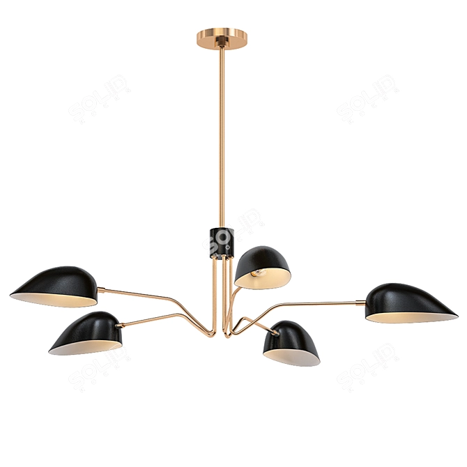 Midnight Black Jane 5-Light Chandelier 3D model image 1