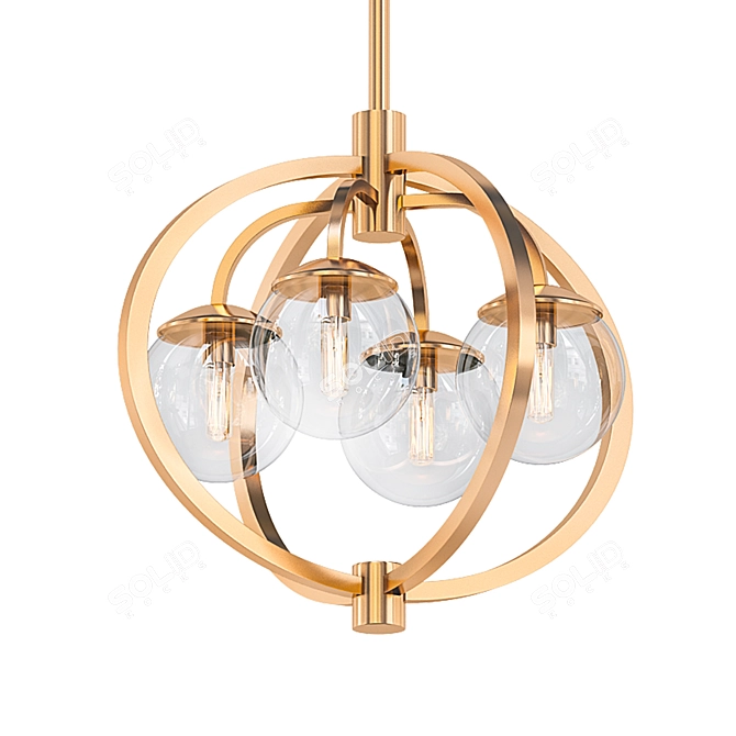 Elegant Satin Brass Pendant Light 3D model image 1